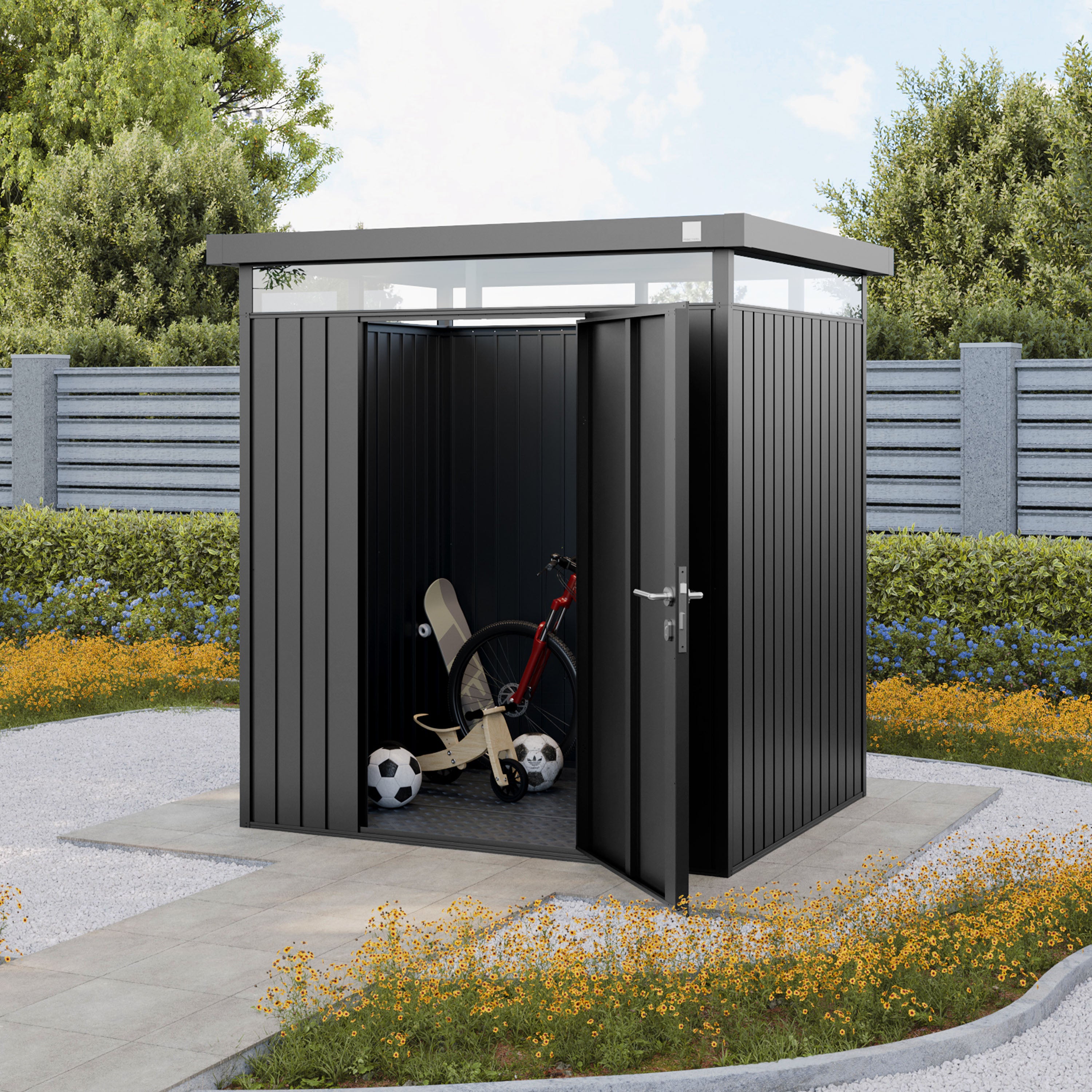 GFP Primeyard Abri de jardin en métal 180x150x205 cm armoire de jardin anthracite - 3