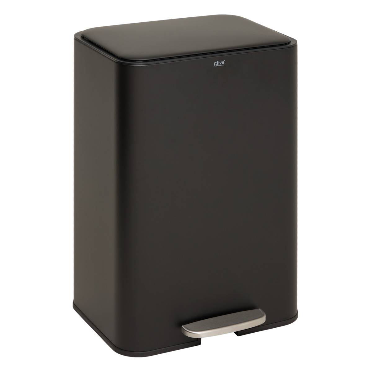 5Five Simply Smart Cubo De Basura Rectangular Con Pedal Delta, 50 Litros, 5Five Negro , Leroy Merlin