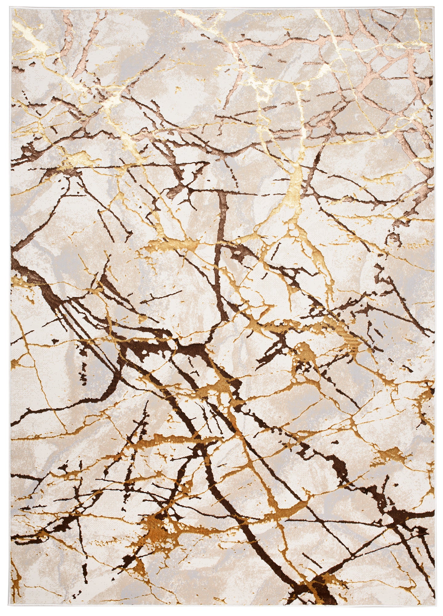 TAPISO Golden Tapis de Salon Moderne Marron Or Beige Crème Moucheté Motif Abstrait Doux Poil Court 80 x 150 cm - 2