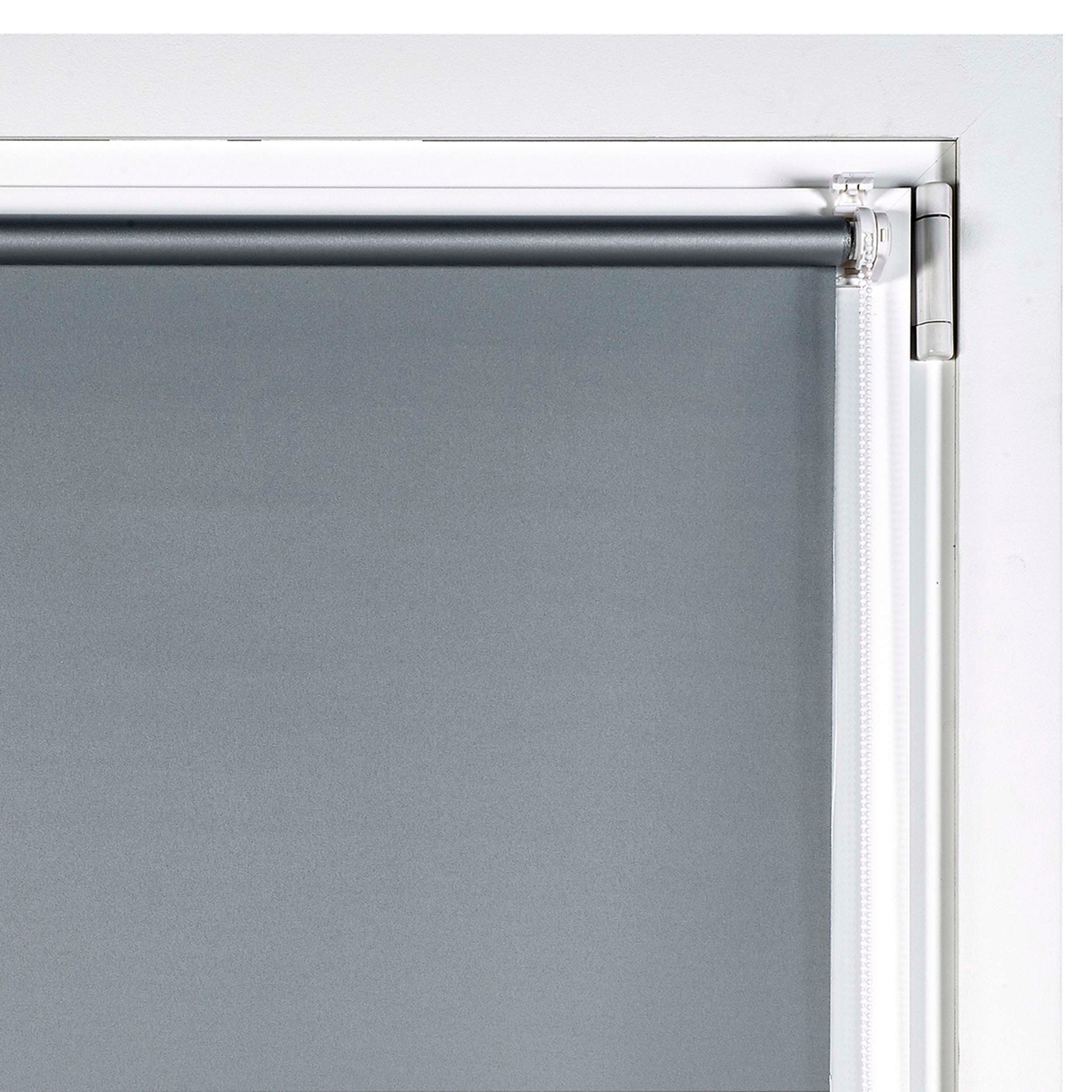Estor Opaco EasyFix, Estores enrollables de instalación sin taladrar Plata, 75 x 180 cm - 5