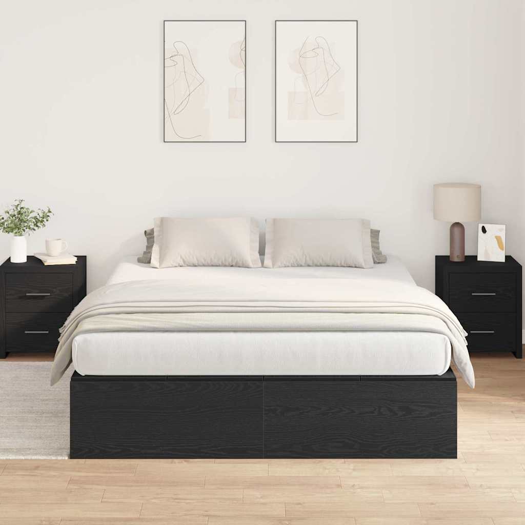 Cadre de lit avec rangement et porte chêne noir 140 x 200 cm - 4