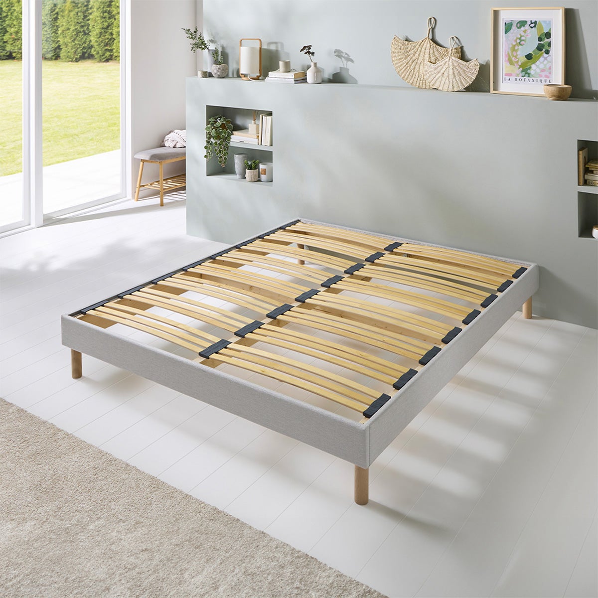 Lit IKEA 160x200 Cm – Sommier à Lattes + Tête De Lit, Bouleau, Beige, Occasion