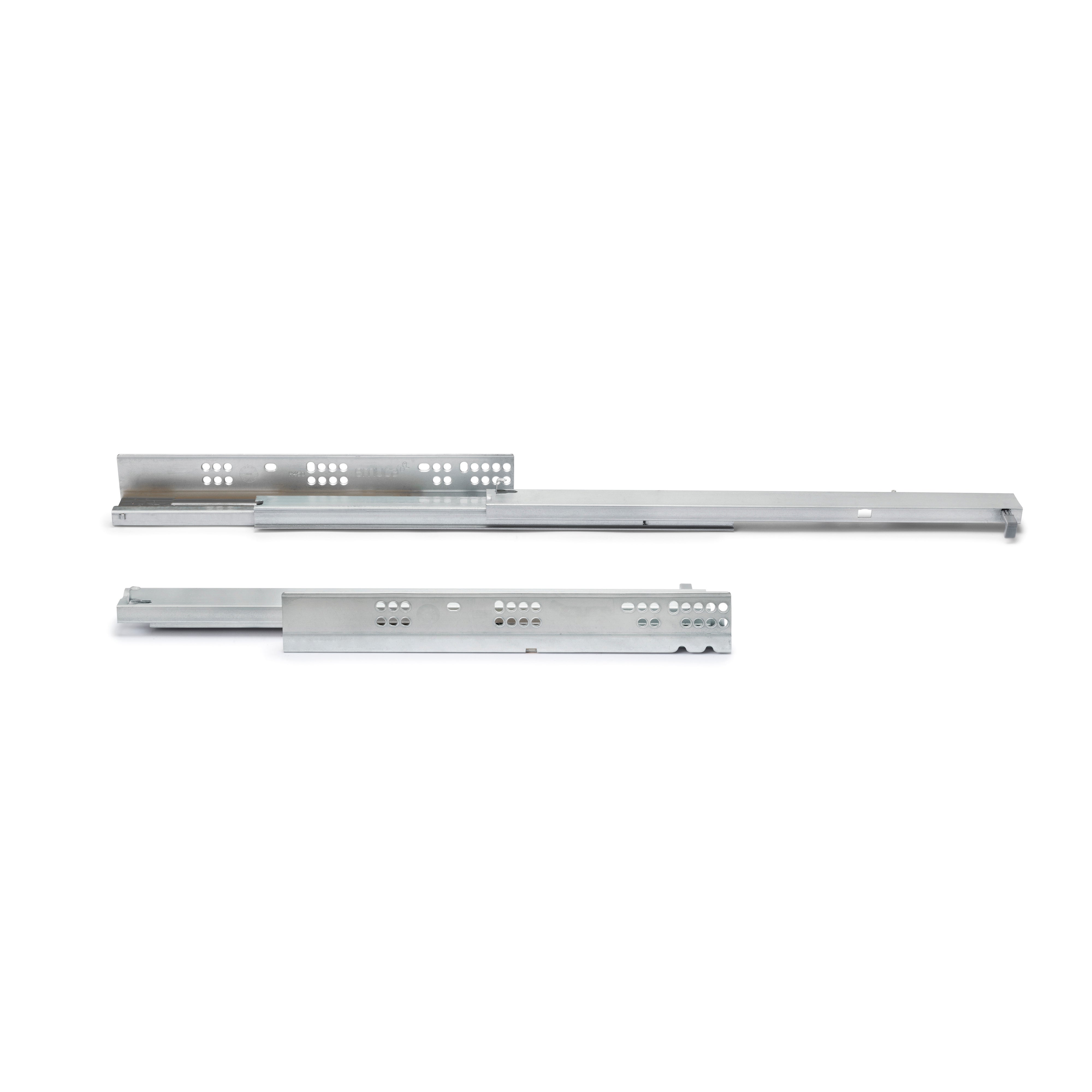 Emuca Komplet ukrytych prowadnic do szuflad Silver, pełny wysuw, cichy domyk, głębokość 450 mm, Stal, Ocynkowany