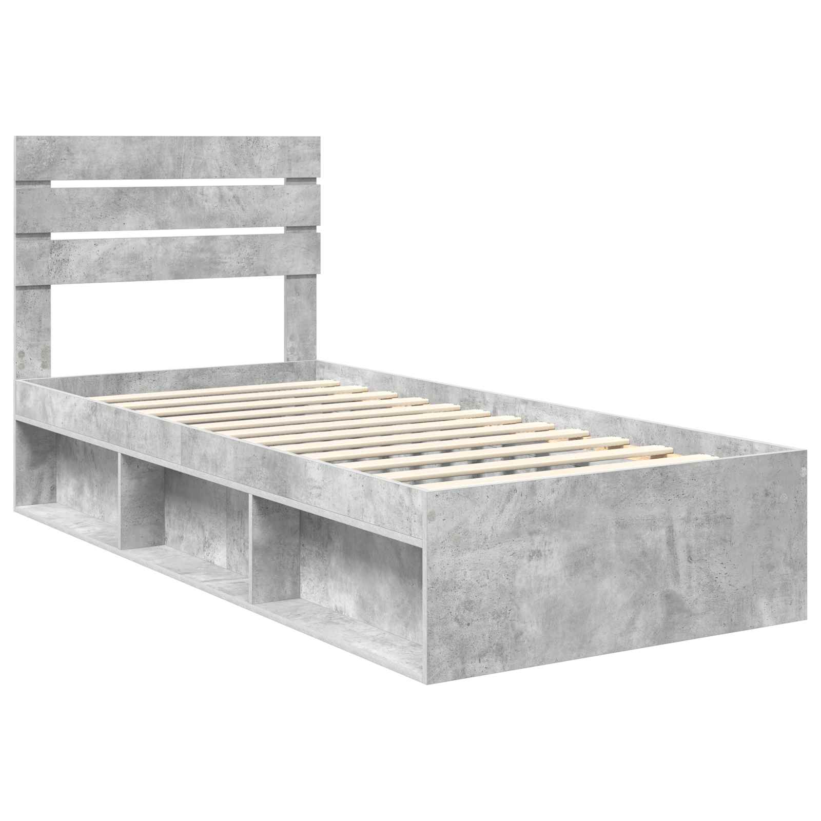 Cadre de lit avec tête de lit gris béton 75 x 190 cm pin massif - 4