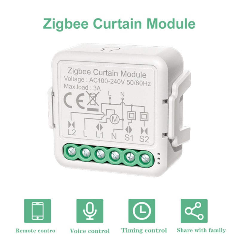 Module de commande de rideaux intelligent Zigbee, télécommande vocale, synchronisation, partage de groupe, compatible avec Echo et Google Home - 2