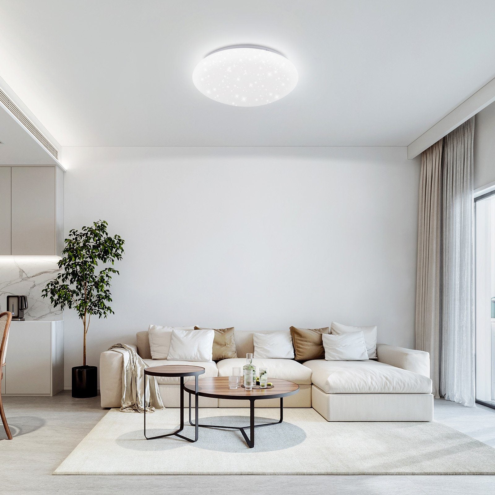 NETTLIFE Lampa sufitowa LED 12 W, 6000 K, 25 cm Neutralna biel Gwiaździste niebo Oświetlenie sufitowe Okrągła lampa do pokoju dziecięcego - 7