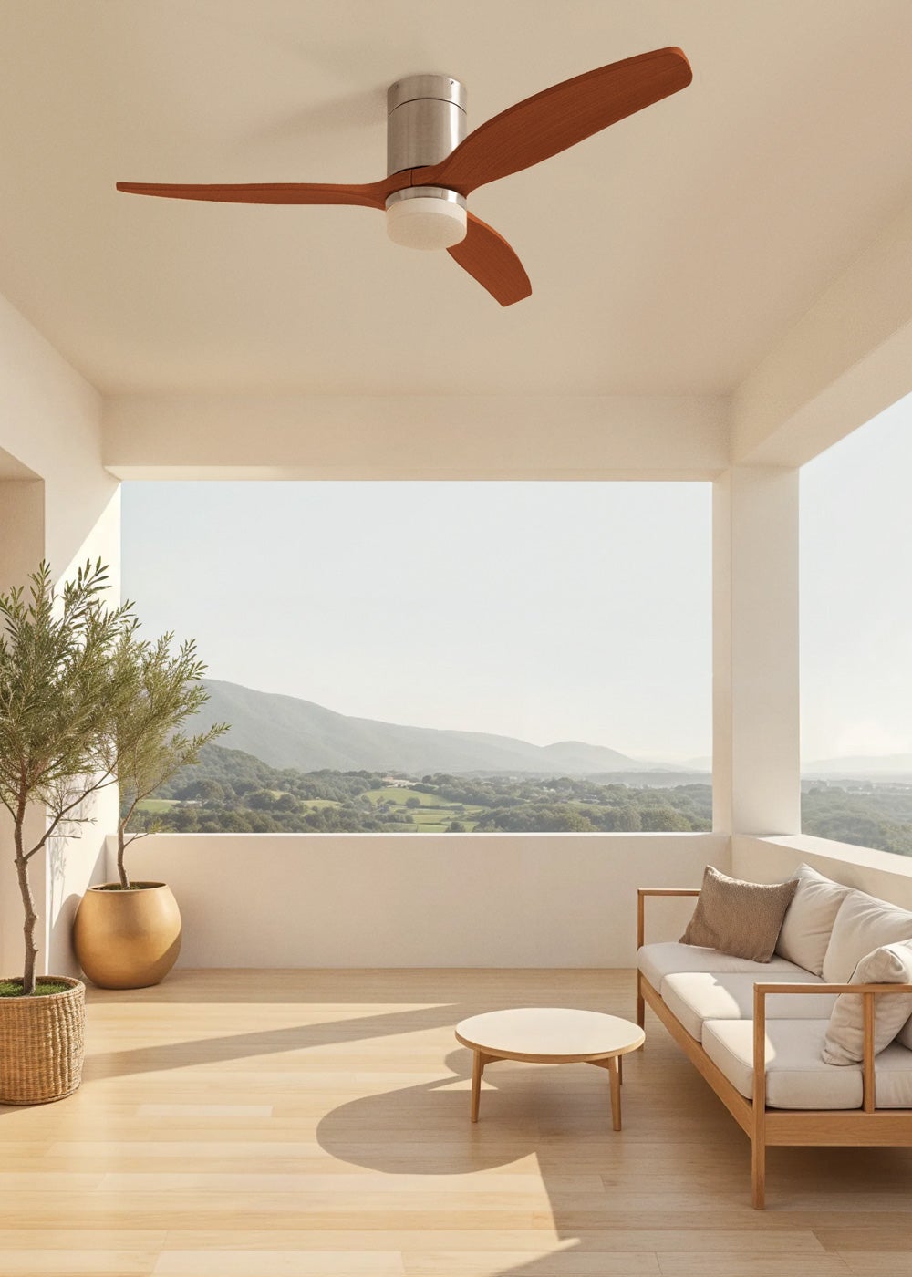 CREATE- WIND CALM M - Ventilador de teto silencioso de 40 W com pás técnicas em ABS Ø132cm - Com luz - com wifi - 5