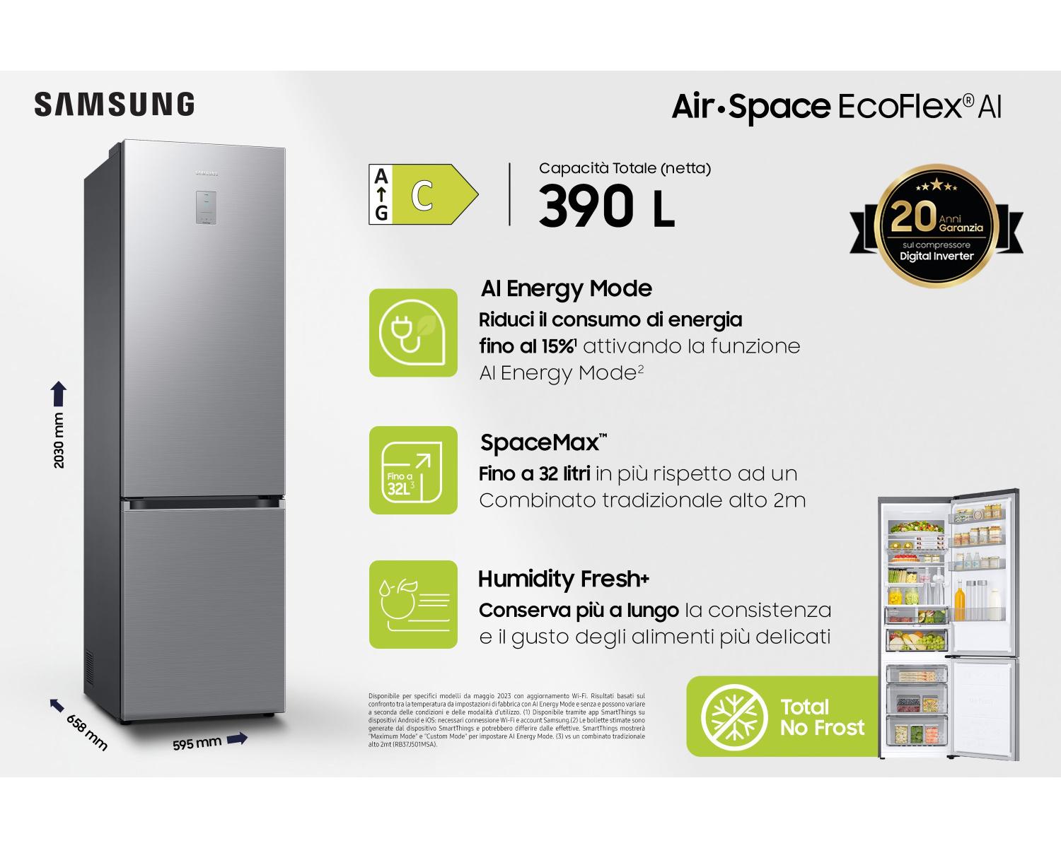 Samsung RB38C776CS9/EF réfrigérateur-congélateur Pose libre 390 L C Acier inoxydable - 3