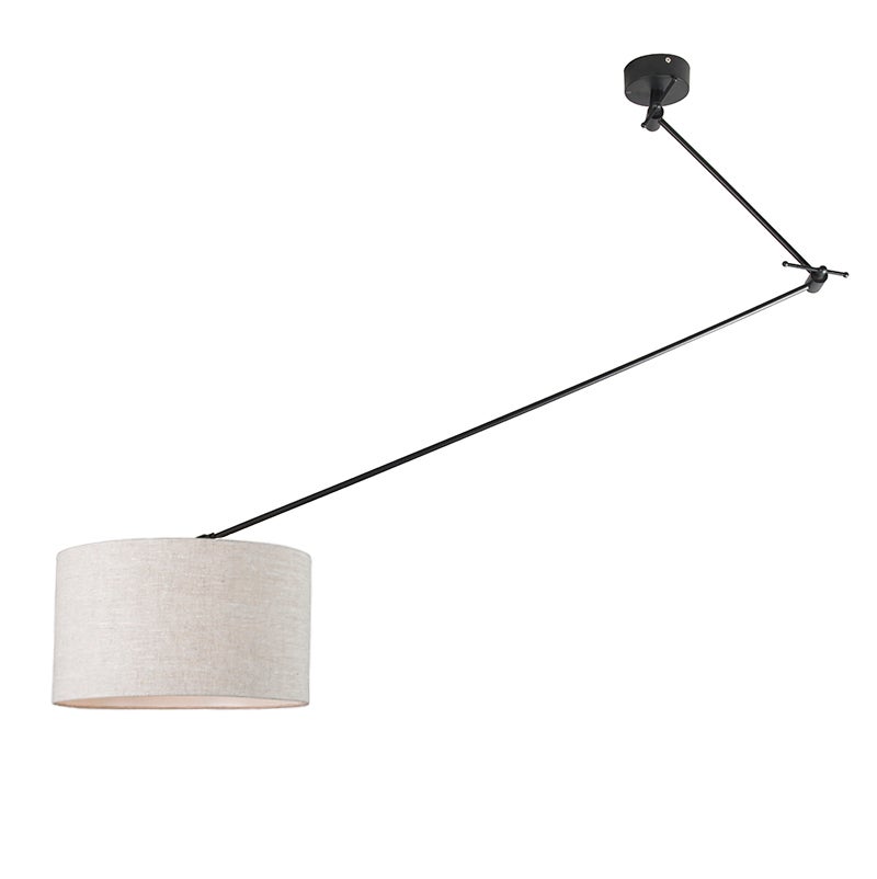 Lampa wisząca czarna z kloszem 35 cm jasnoszary regulowany - Blitz