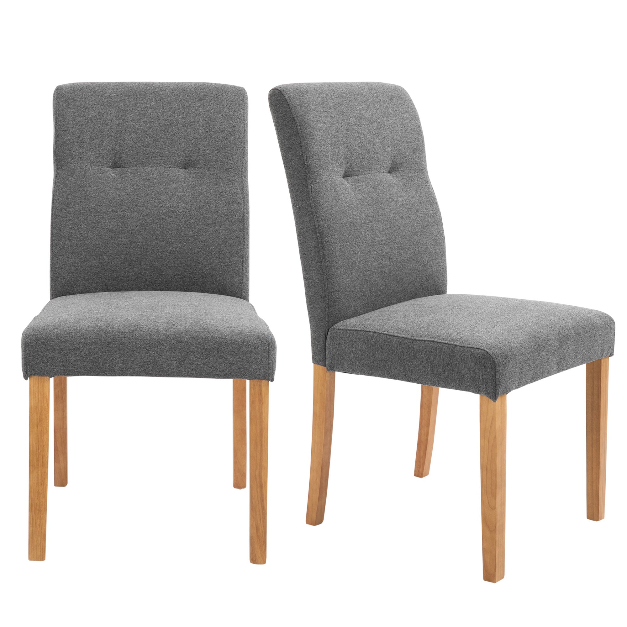 MMT Set Di 2 Sedie Da Pranzo In Tessuto - Colore Marrone Chiaro Con Gambe Nere, Schienale Alto, 54,5x62,5x85 Cm - 2