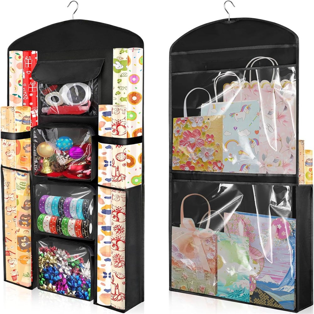 Inwagui Sac de Rangement Suspendu pour Chambre d'Enfant Mignon Sac Organisateur Mural avec 3 Poches Déco Panier Porte Pochette Placard Stockage - Renard,Orange