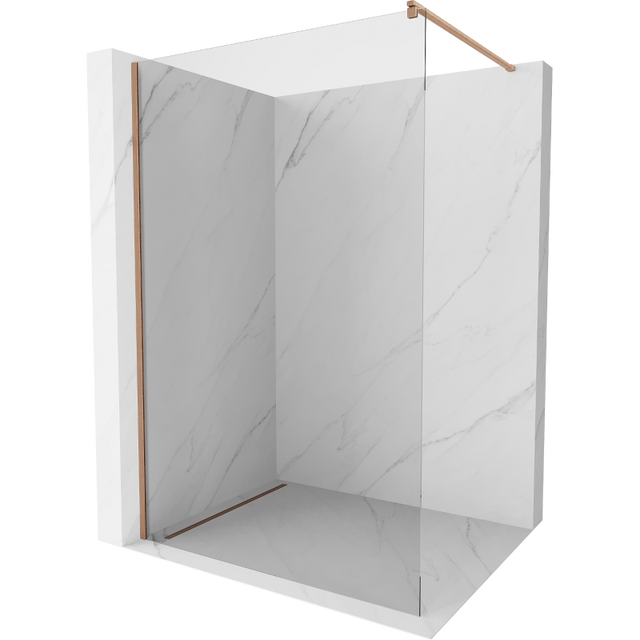 Mexen Kioto ścianka prysznicowa Walk-in 120 x 200 cm, transparent 8 mm, miedź szczotkowana - 800-120-101-65-00