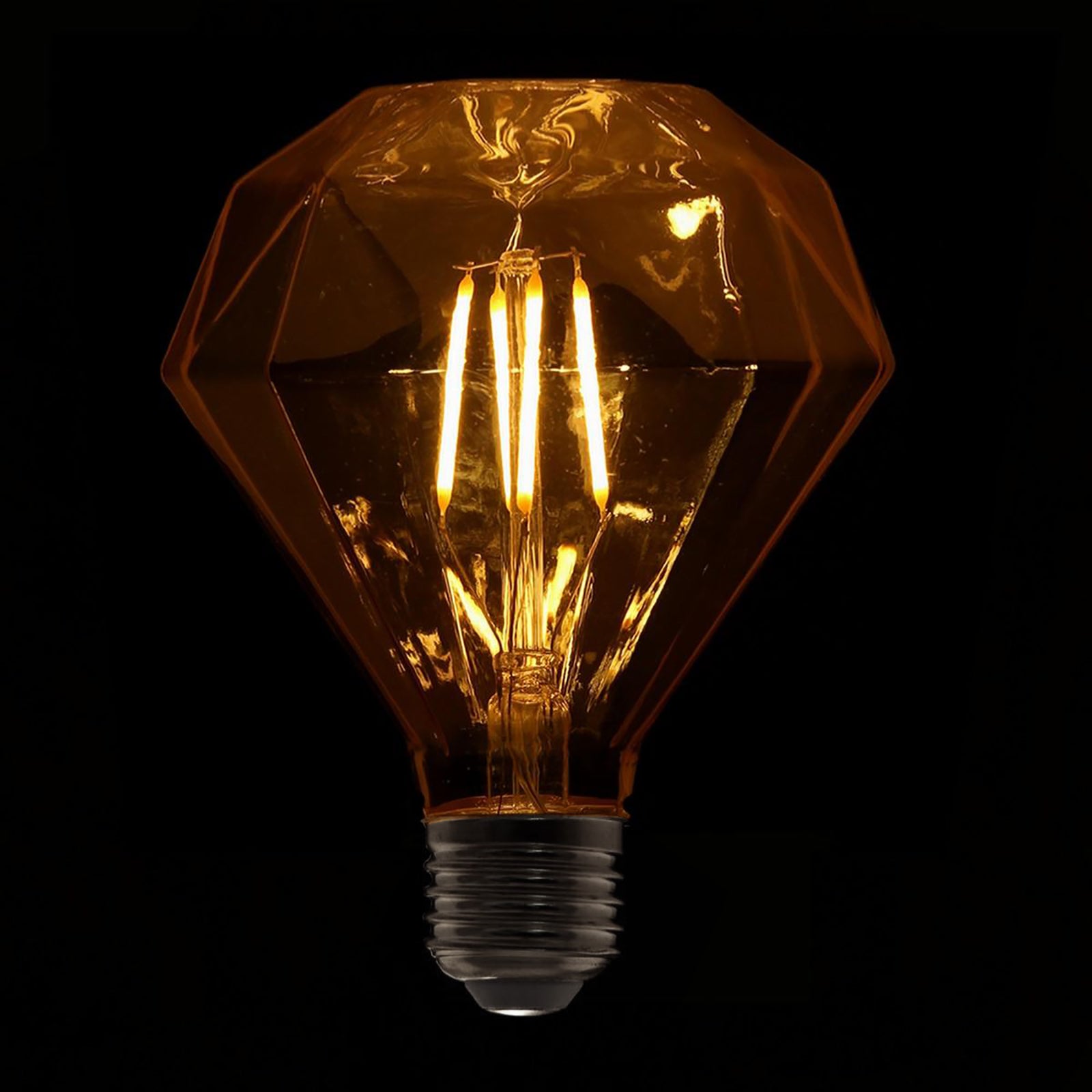 Ampoule LED vintage 4W Diamant Edison G95 220/240V E27 décorative spéciale ambre 2500K - 2