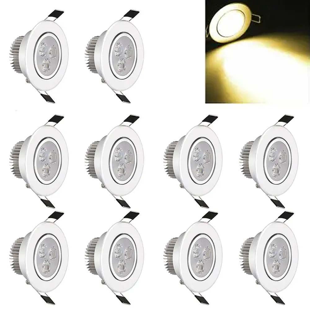 Auledio  10X Focos Led Empotrados De Techo 5W Cálido, Lámpara Panel 220V Con Driver, Iluminación Interior Ahorro Energía Hogar Y Hotel Blanco , Leroy Merlin