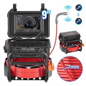 Videocamera Ispezione Tubi VisiPower 9" – Doppia Lente, Endoscopio Per Scarichi E Fognature