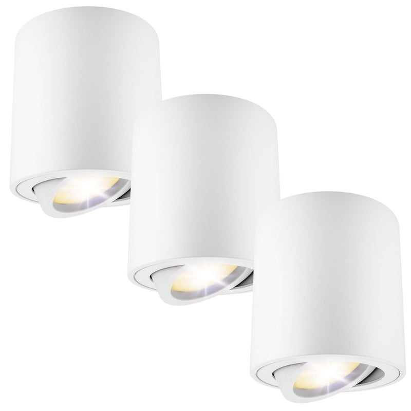 Oprawa natynkowa LED 3x GU10 okrągła biała RUCHOMA mała tuba lampa sufitowa reflektor ścienny halogen ZESTAW LEDHOFF
