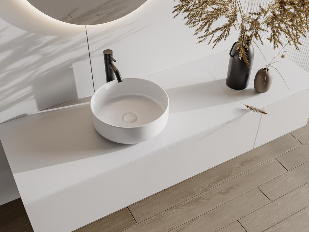 Lavabo Da Appoggio Tondo 37,5x37,5x13,5 Nero Opaco | Tirreno - 3