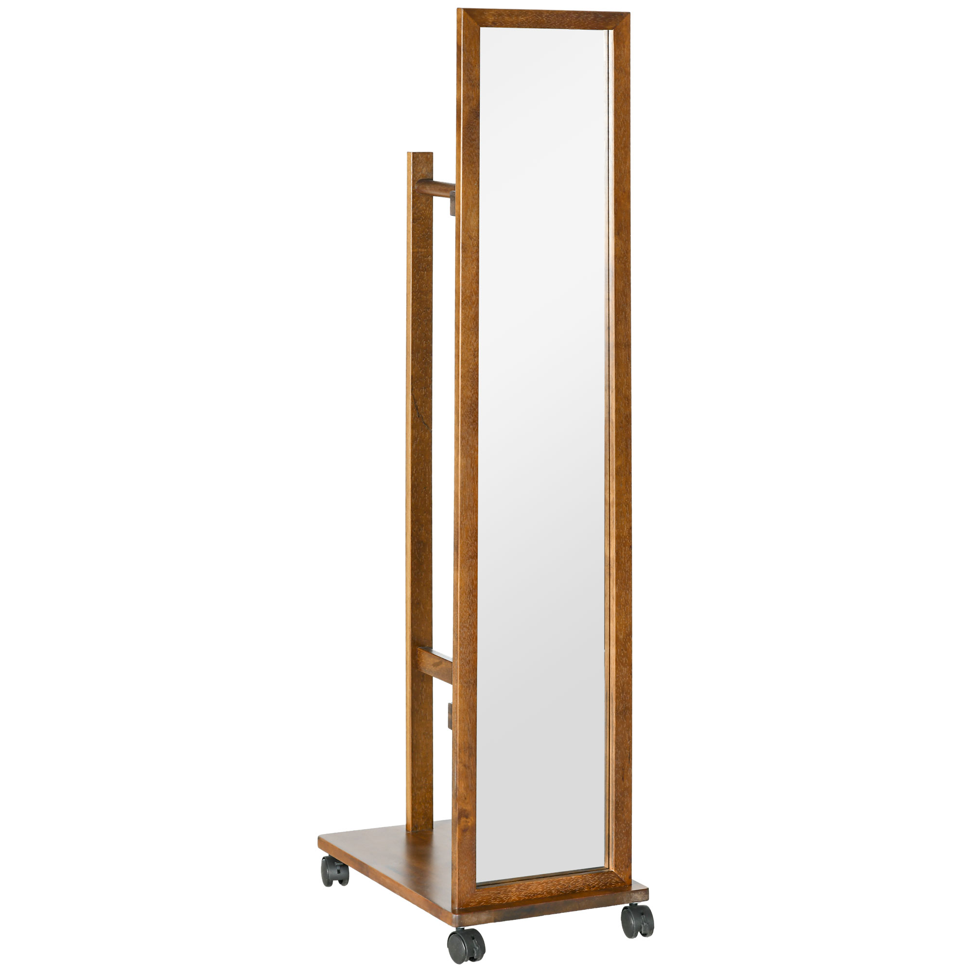 Espejo cuerpo entero homcom melamina de madera, vidrio nogal 35.5x49.5x167.8 cm 831-712v00wn