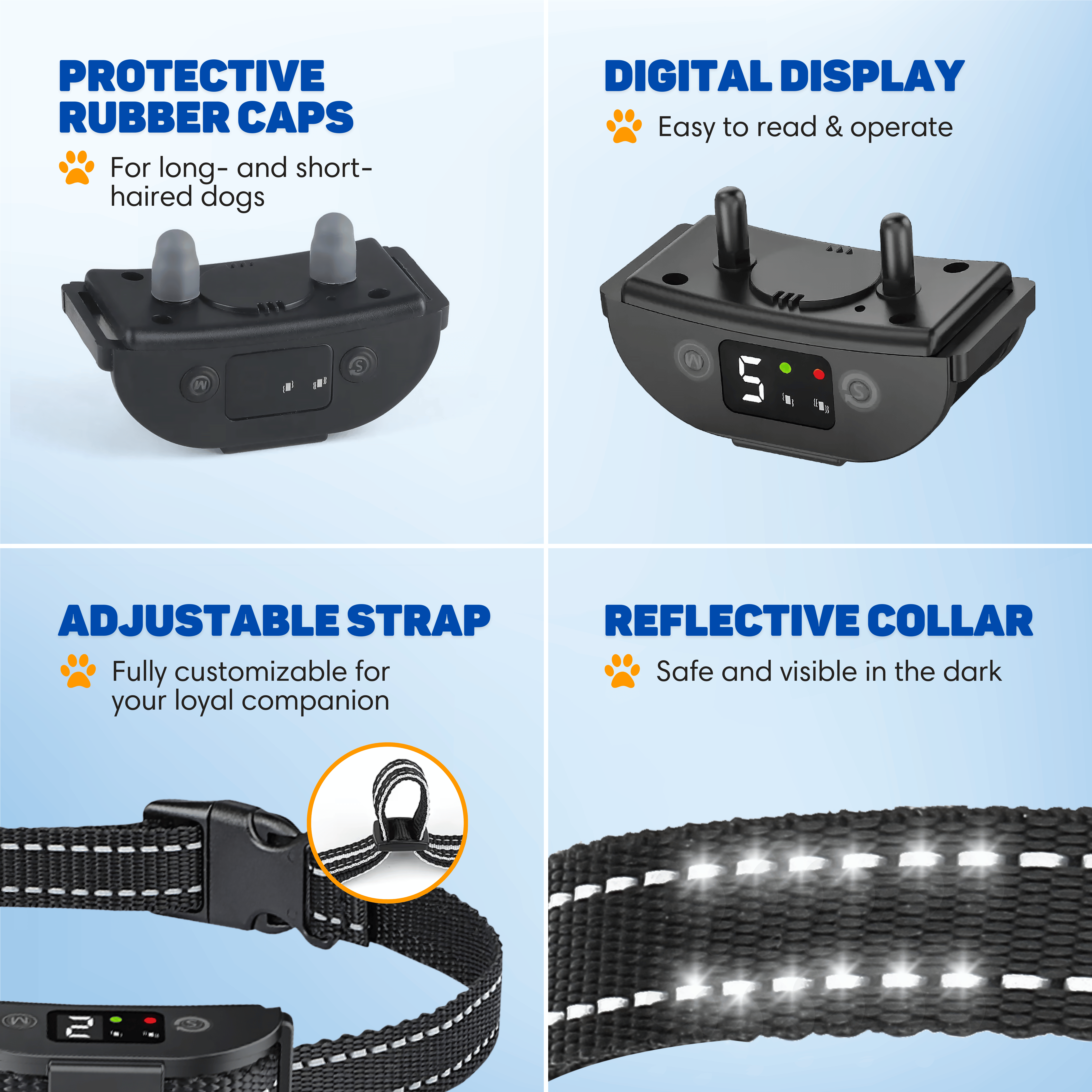 Collar Antiladrido Pro Vulpes Goods - Collar de entrenamiento sin choques - para perros pequeños y grandes - Vibración y audio - collares adicionales - 5