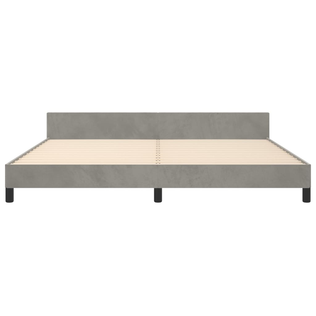 Cadre de lit sans matelas gris clair 200 x 200 cm en velours - 6