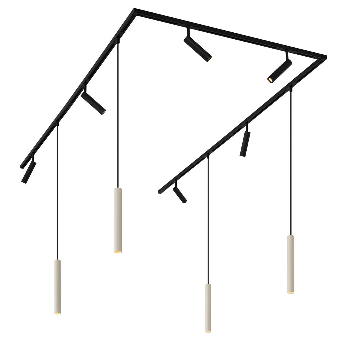 Kit éclairage Sur Rail SEVA – Rail 0.9m Noir + 3 Projecteurs MALGA T GU10 + Alimentation – IP20, Monophasé – Pour Salon, Cuisine, Boutique