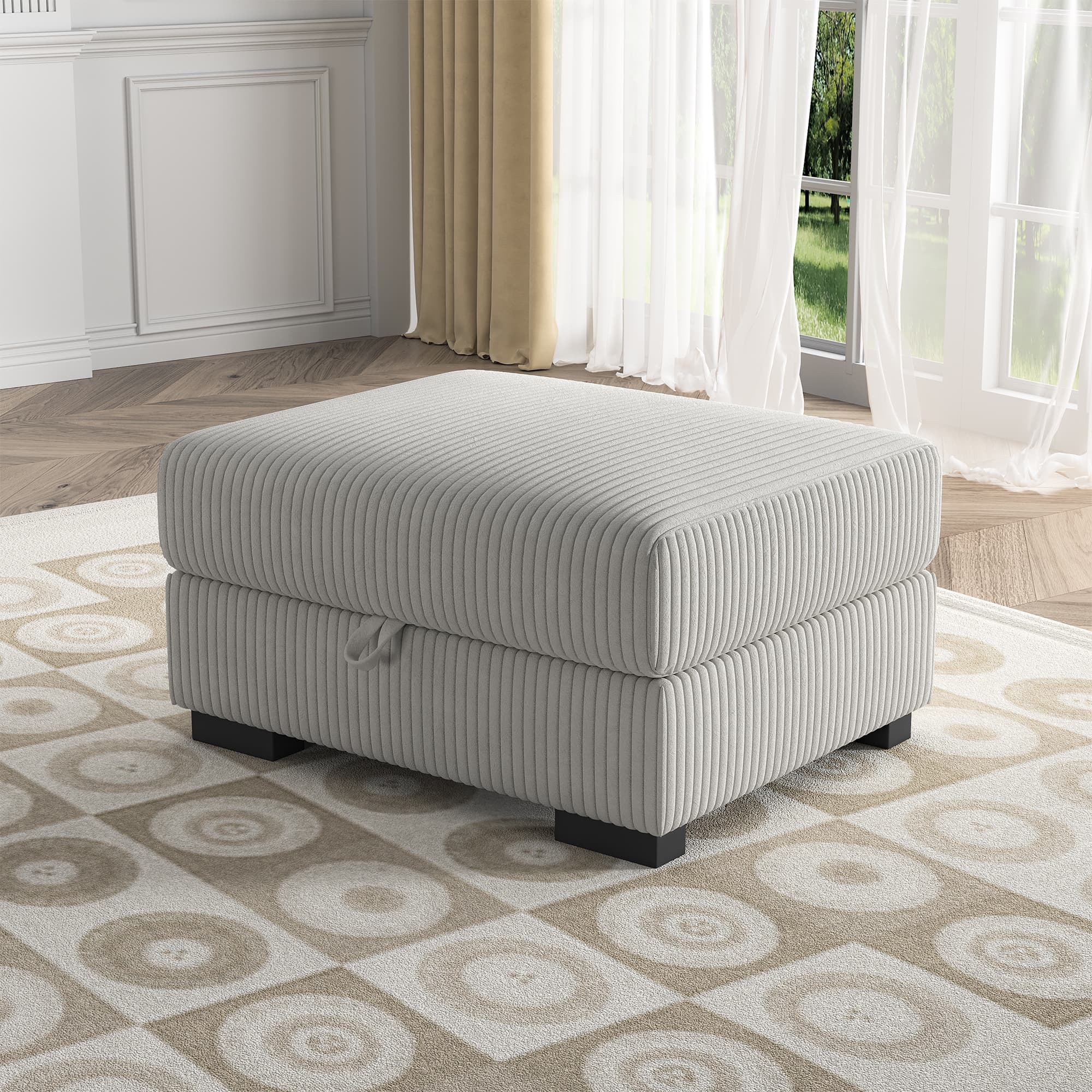 Fortuna Lai  Decoración Del Hogar, Otomana Moderna Con Almacenaje, Almacenamiento Para Sala Y Dormitorio (Gris) Gris , Leroy Merlin