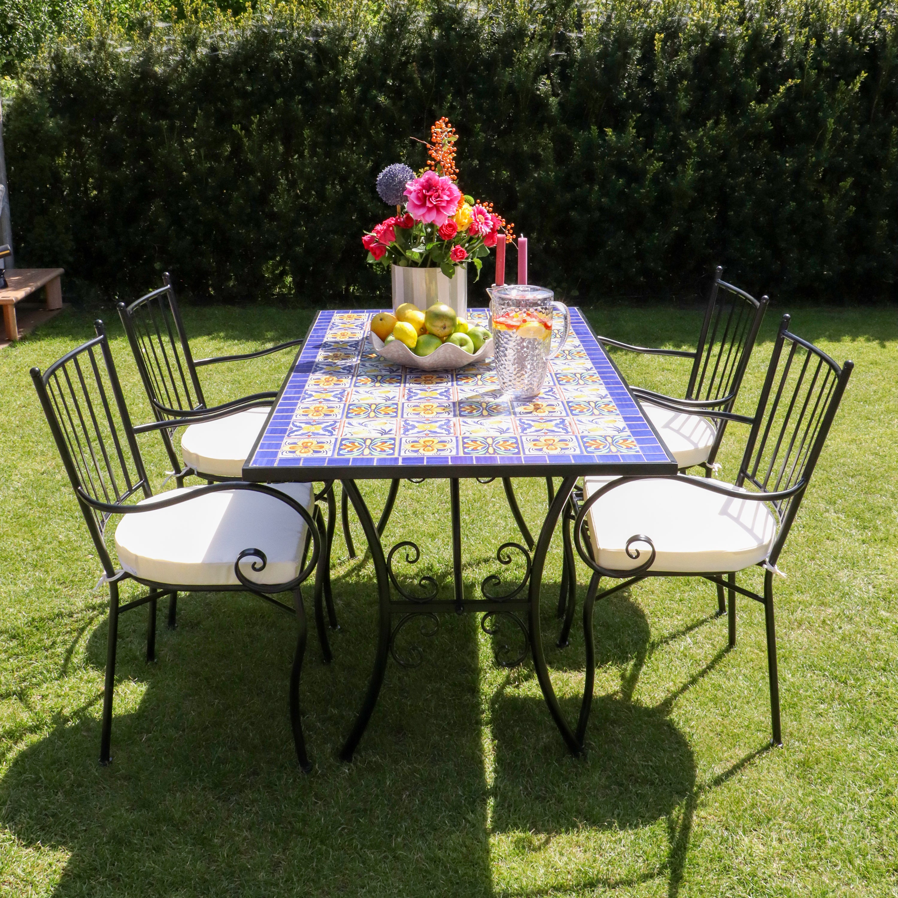 AXI Eloise Ensemble Table Et 2 Chaises Bistrot - Salon De Jardin Mosaïque Blanc Cassé Extérieur