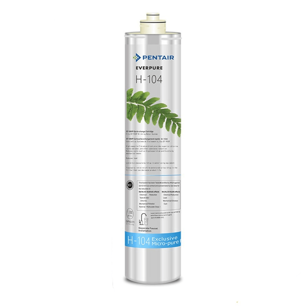 El filtro everpure h104 tiene una densidad de filtración de 0,5 micras. elimina los quistes de giardia