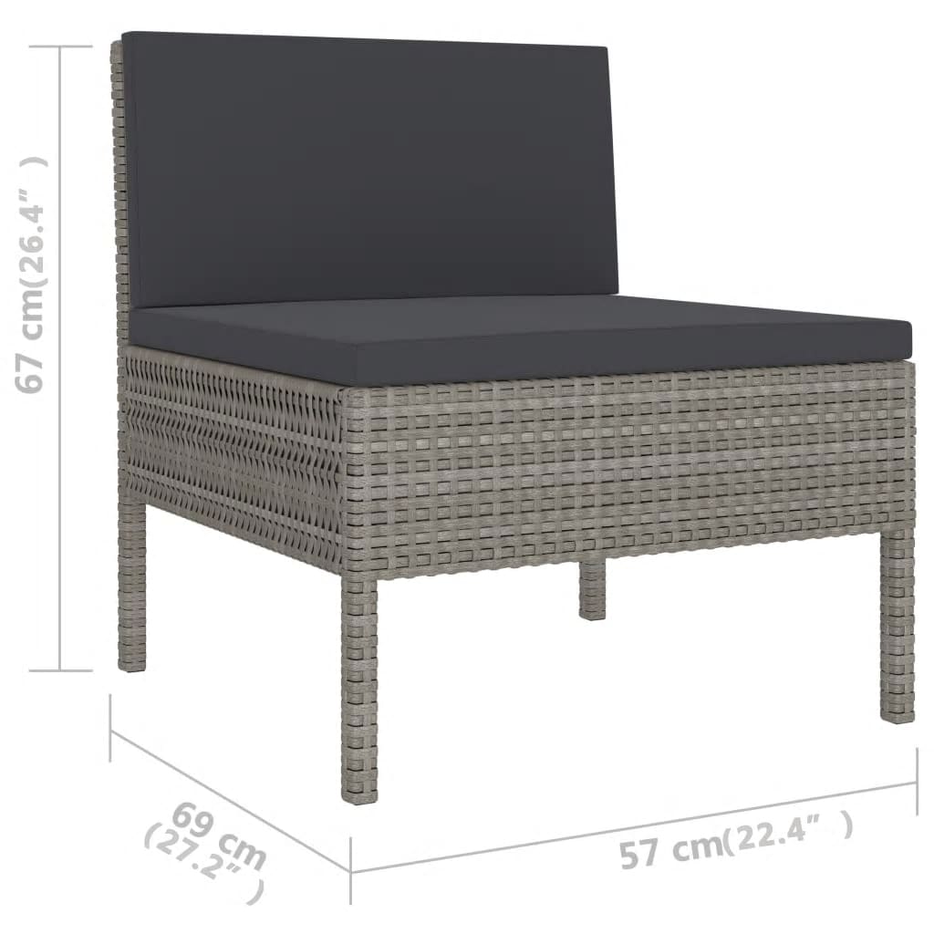 Maison Exclusive - Set Divani da Giardino 6 pz con Cuscini in Polyrattan Grigio - 5