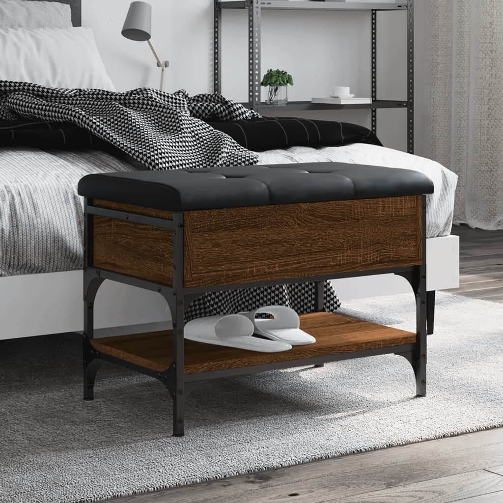 Banc à Chaussures En Bois D'ingénierie Chêne Marron - 62x42x45 Cm - Neuf