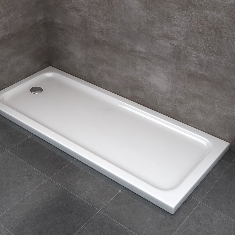 Niski brodzik prostokątny z ABS, wysokość 5 cm, z syfonem w zestawie 70x160