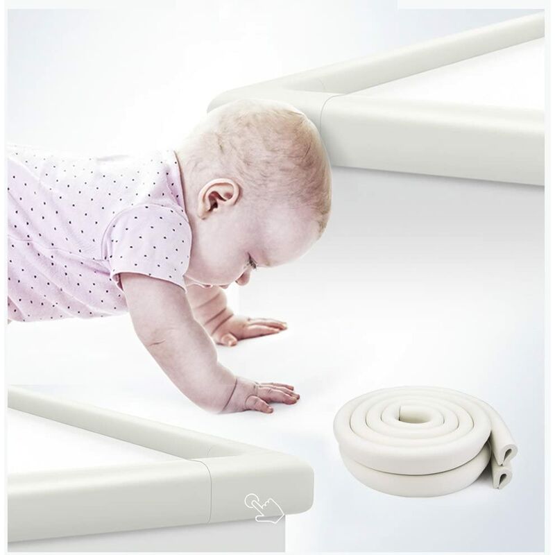 Protection d'angles et de bords pour bébé, lot de 2 rouleaux de mousse de sécurité antichoc de 2 m, à poser sur les coins des murs, des meubles et de - 5