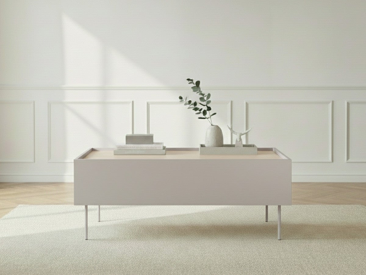 Table Basse Réglable En Hauteur 78x78 Cm Avec Lumières LED Et Tiroir - Blanc, Pour Salon Et Appartement - 7