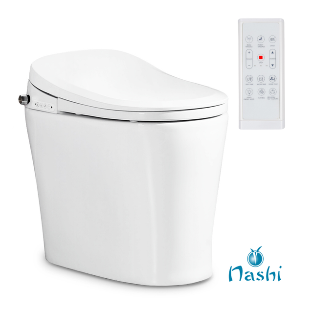 INODORO WC JAPONÉS INTELIGENTE NASHI YAIZA PRO, HIDROMASAJE, AIRE CALIENTE, MANDO A DISTANCIA, NO ES NECESARIO DEPÓSITO