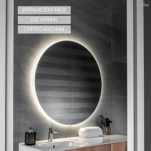 Espejo Redondo Pared con Luz LED - Luz Blanca Neutra (4000K) - Diámetro 90cm | Modelo Palma - 2