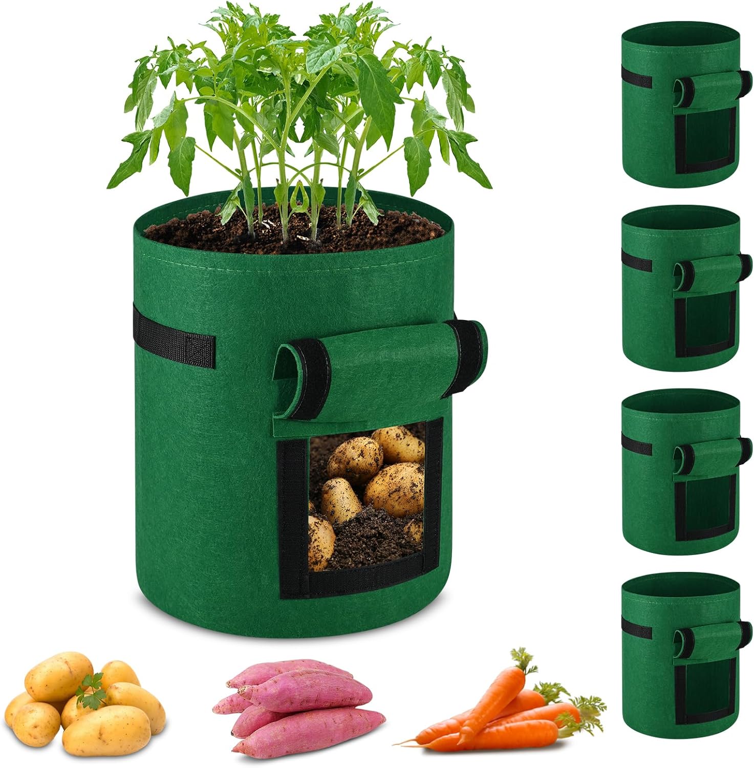 27L worki do sadzenia z włókniny, odpowiednie do uprawy owoców i warzyw na balkonie lub w ogrodzie, zielone