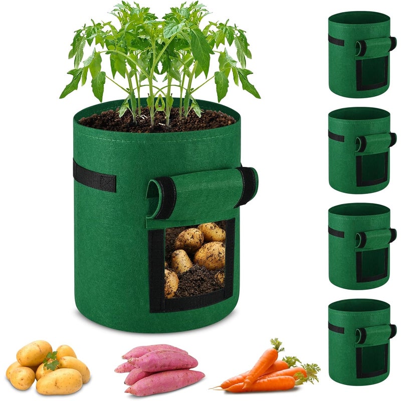 27L worki do sadzenia z włókniny, odpowiednie do uprawy owoców i warzyw na balkonie lub w ogrodzie, zielone