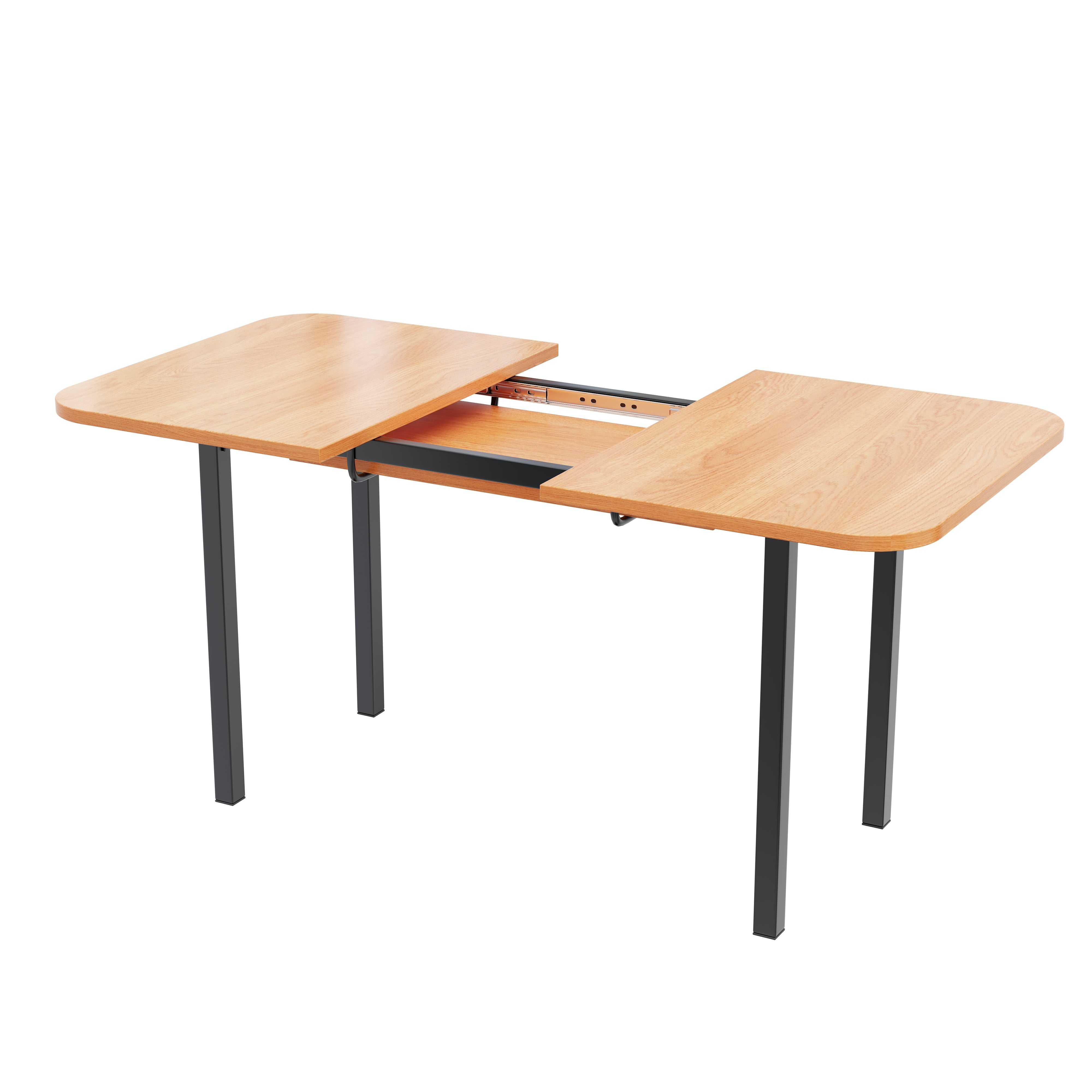 Rozkładany stół jadalny dla 4-6 osób - dł. 120/160 x szer. 80 x wys. 75 cm - drewno MDF i metal - naturalny - 7
