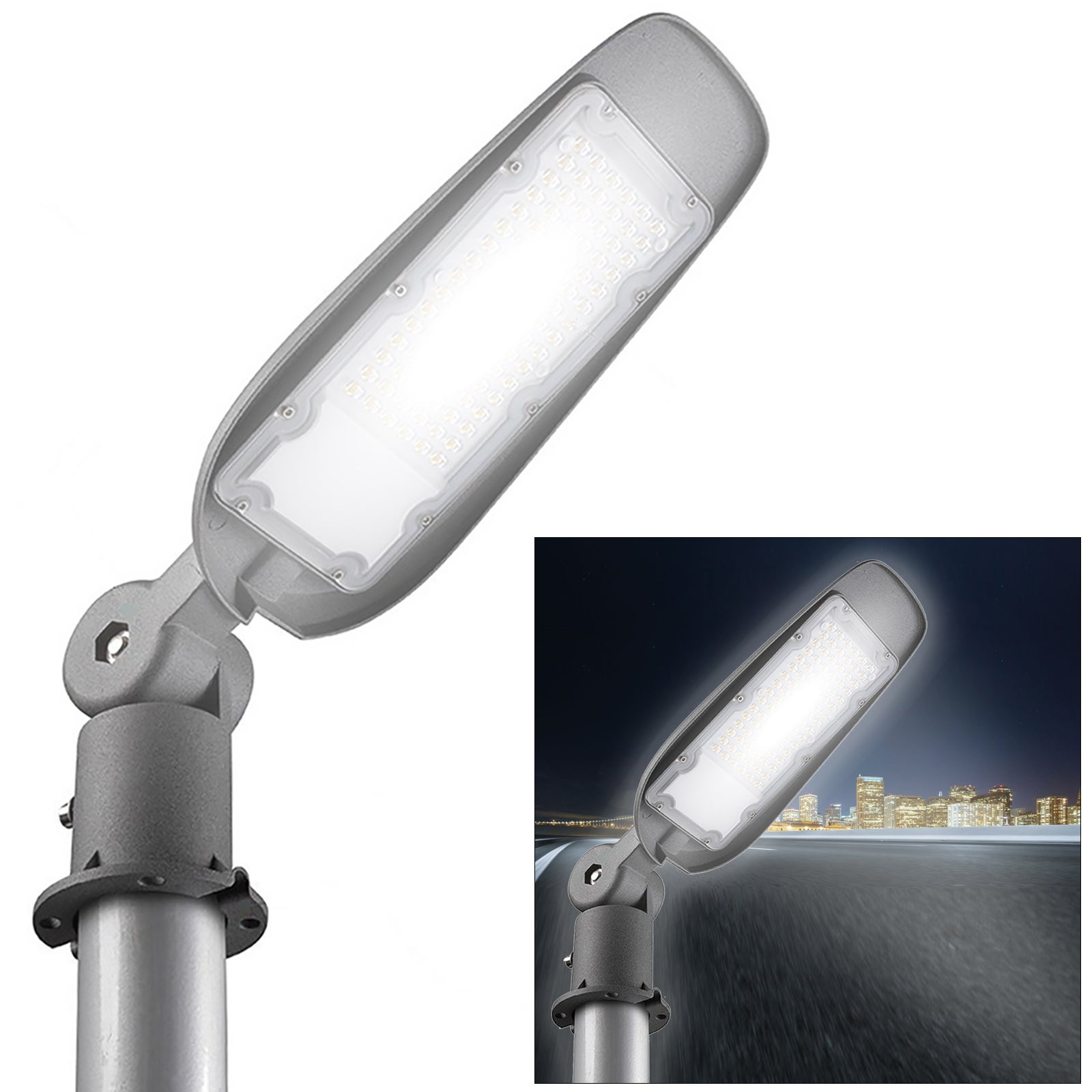Lampione LED Stradale 100W IP65 - Luce Bianca 6500K Per Giardini, Viali E Parcheggi