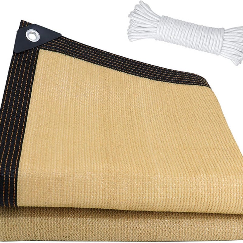 Siatka zacieniająca - 2 m x 2 m - żagiel zacieniający z filtrem UV - wiatroszczelna ochrona z oczkami - do szklarni/ogrodu/pergoli/tarasu - z liną 4 m