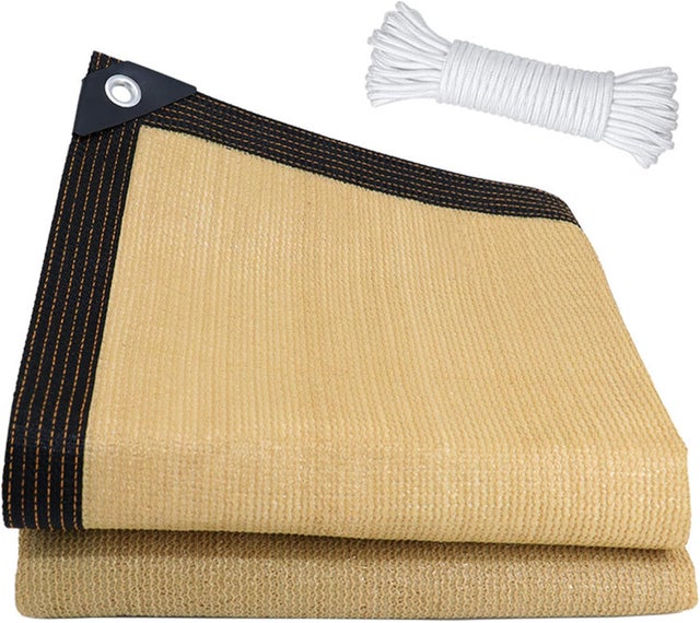 Rede de Sombra - 3M x 3M - Vela de Sombra com Proteção UV - Proteção Contra o Vento com Ilhós - para Estufa/Jardim/Pérgola/Terraço - Com Corda de 4M