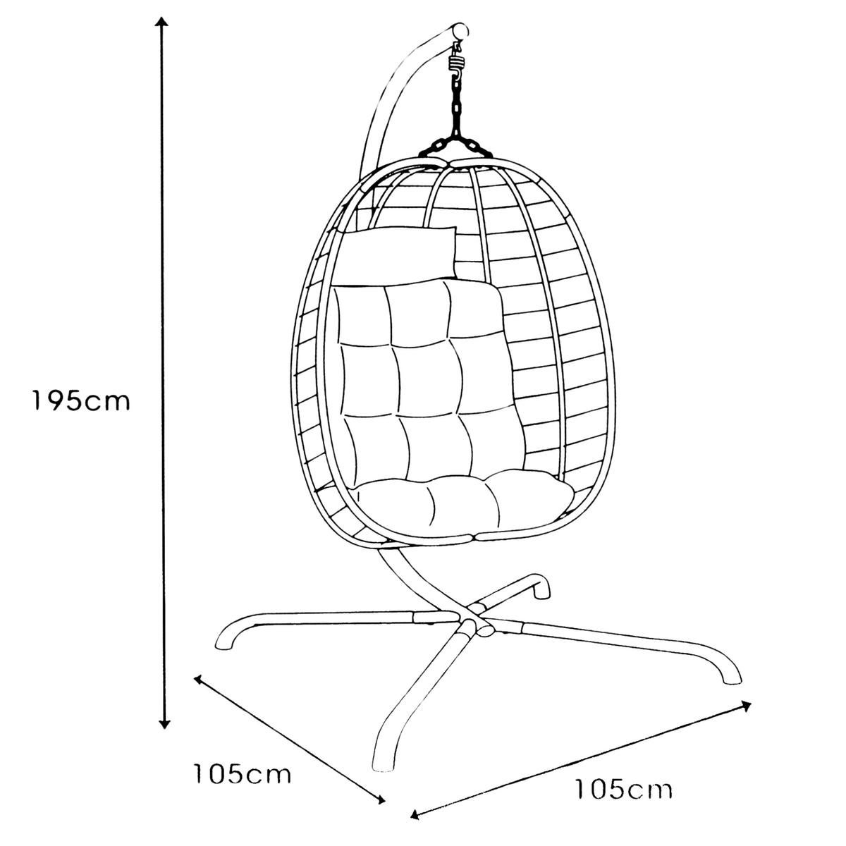 Fotel wiszący kokon ze stelażem Pro Garden 195 cm, 120 kg ciemny szary - 6