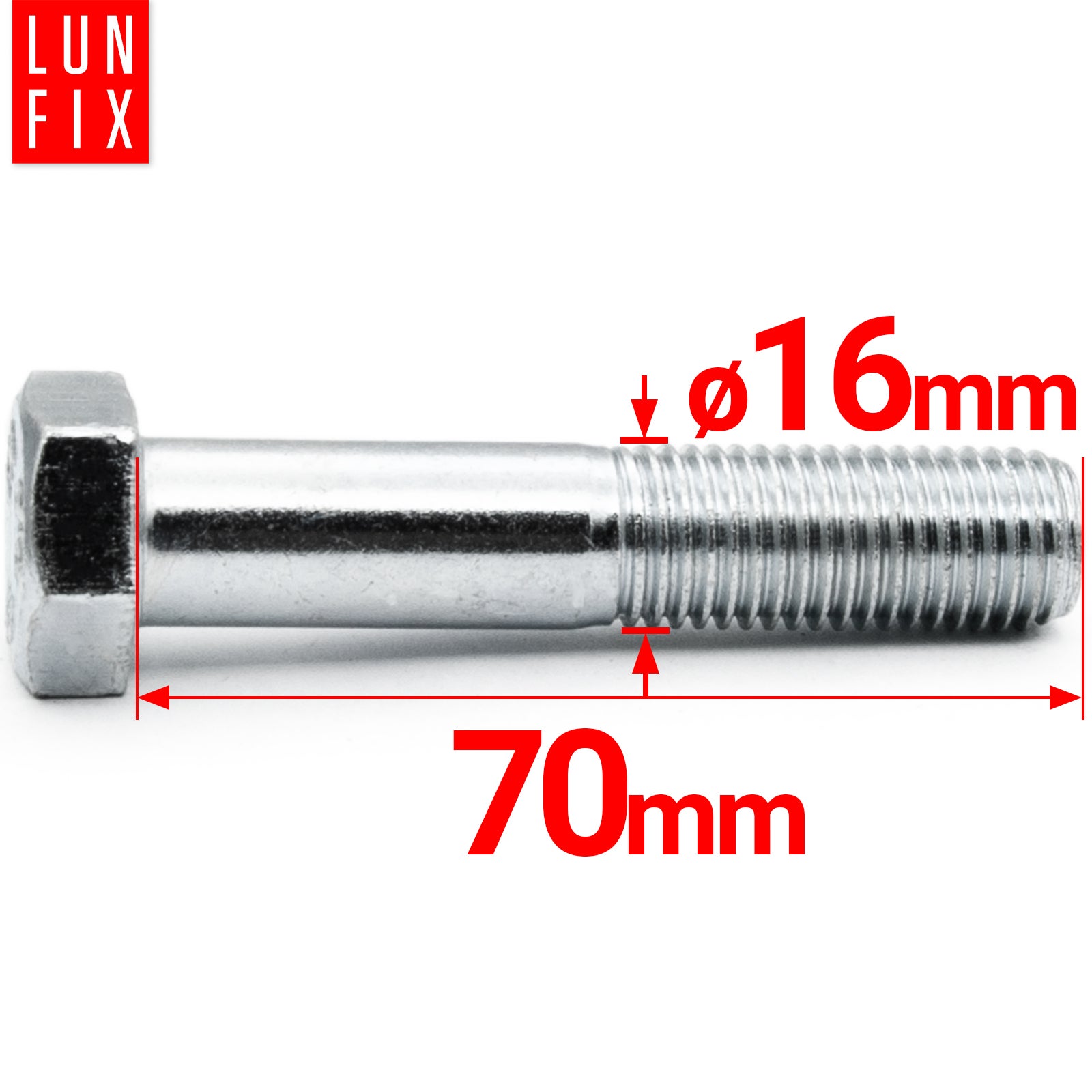 Śruba sześciokątna M16 70 mm DIN 931 kl. 8.8 1kg