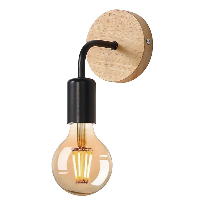 Kinkiet w stylu retro, prosta i nowoczesna wewnętrzna lampka nocna LED, 6*6 cm, czarno-khaki, mocowanie na śrubę E27, nie zawiera źródła światła