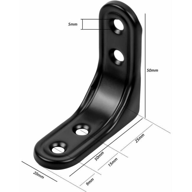 Staffa ad angolo retto da 10 pezzi, staffa in acciaio inossidabile nero, staffa fissa da 50 mm, staffa a forma di L da 90 gradi | Leroy Merlin Staffa ad angolo retto da 10 pezzi, staffa in acciaio inossidabile nero, staffa fissa da 50 mm, staffa a forma di L da 90 gradi | Leroy Merlin