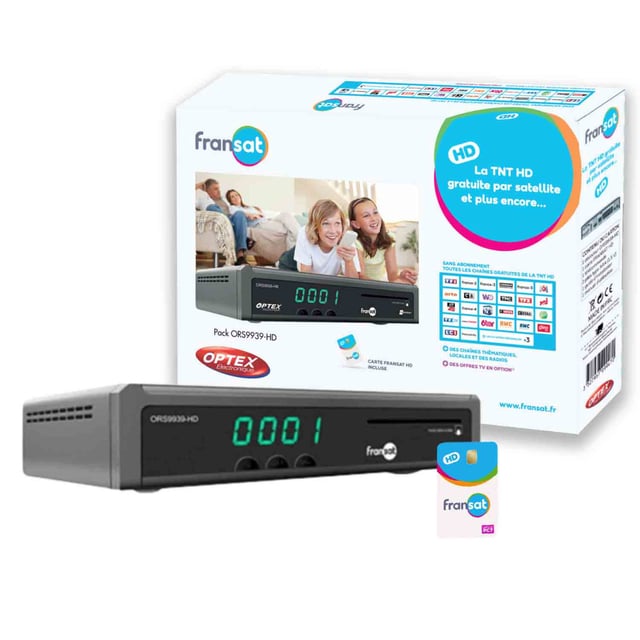 OPTEX ORS9939HD Récepteur / Décodeur TV Satellite HD enregistreur USB + Carte Fransat PC7 (Satellite Eutelsat)