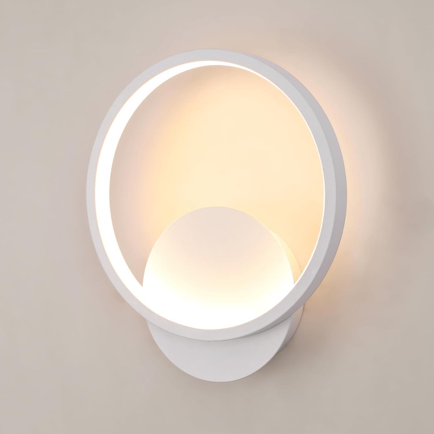 Biały kinkiet LED do wnętrz o średnicy 20 cm, 12 W, 1 350 lm, okrągły i nowoczesny, wykonany z aluminium, ciepłe światło 3 000 K