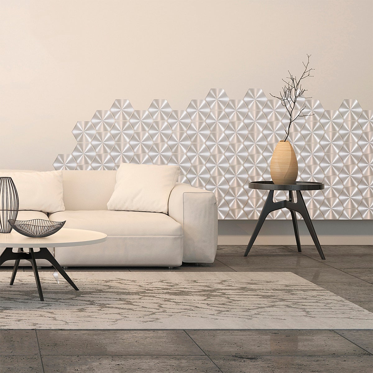 Adesivi piastrelle di cemento esagonali grigio acciaio - Sticker adesivo - adesivi murali - 28stickershexagones15x13,5cm - 5