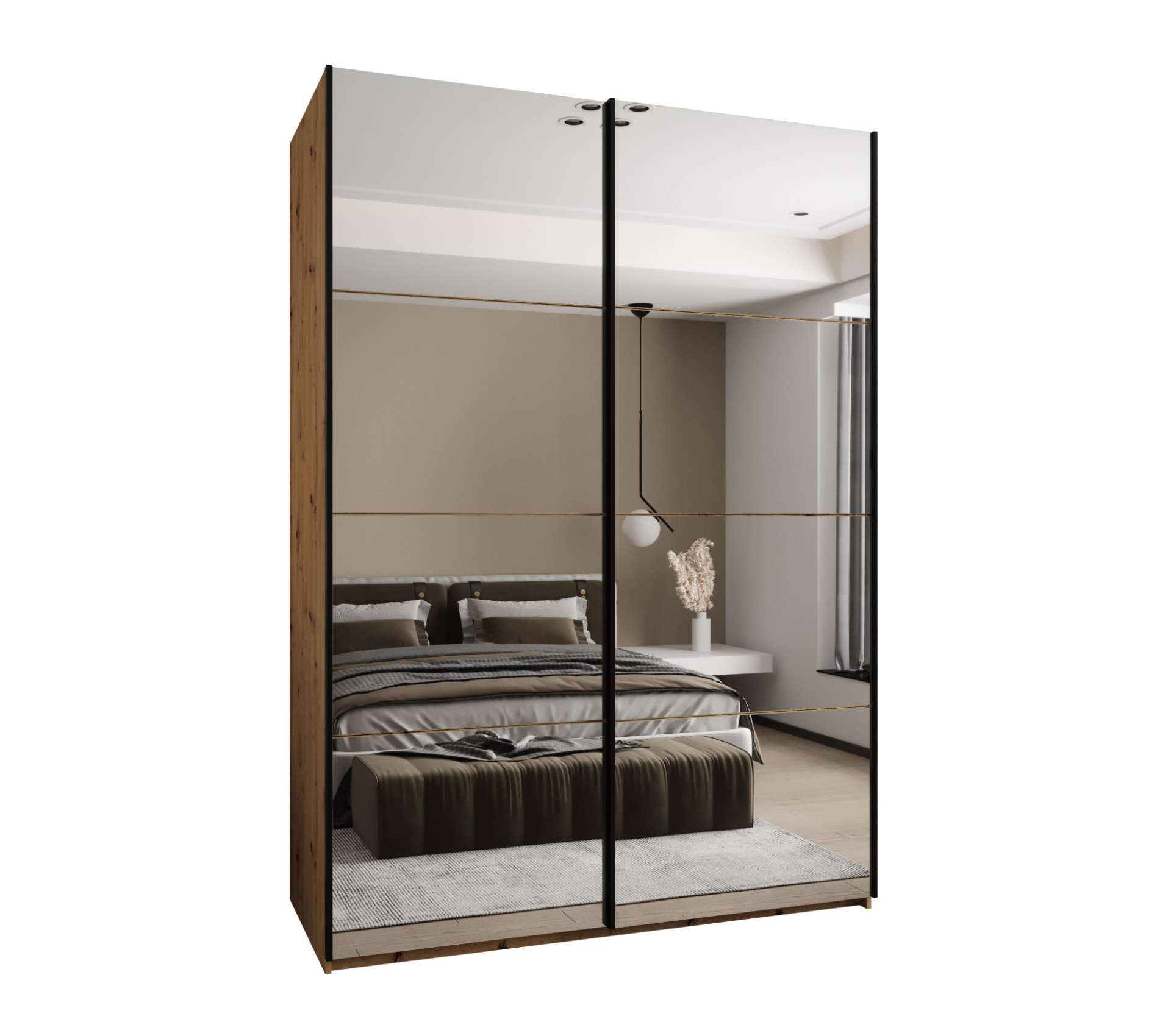 Szafa przesuwna wysoka Lux 2 180 x 64 x 245,5 cm artisan + artisan + u. czarny - Abiks Meble