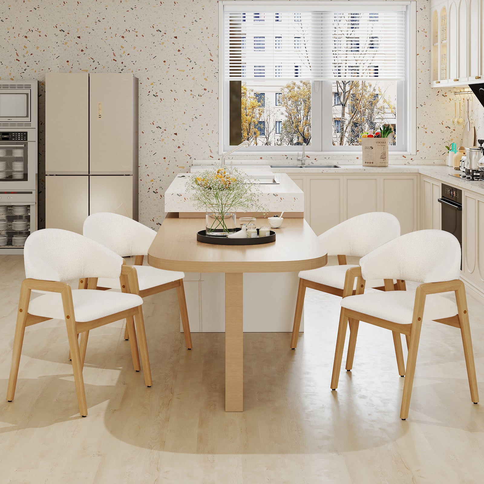 Lot de 2 Chaise de Salle à Manger avec Siège Rembourré et Dossier Courbé, Accoudoir Confortable, Patins Réglables, pour Restaurant, Salon - 8